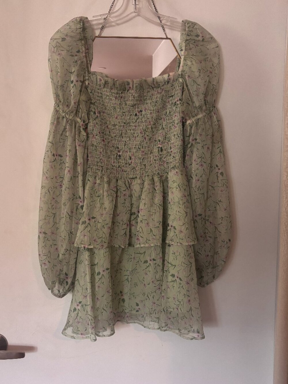 Kourt Few Moda Sheer Floral Smocked Dress